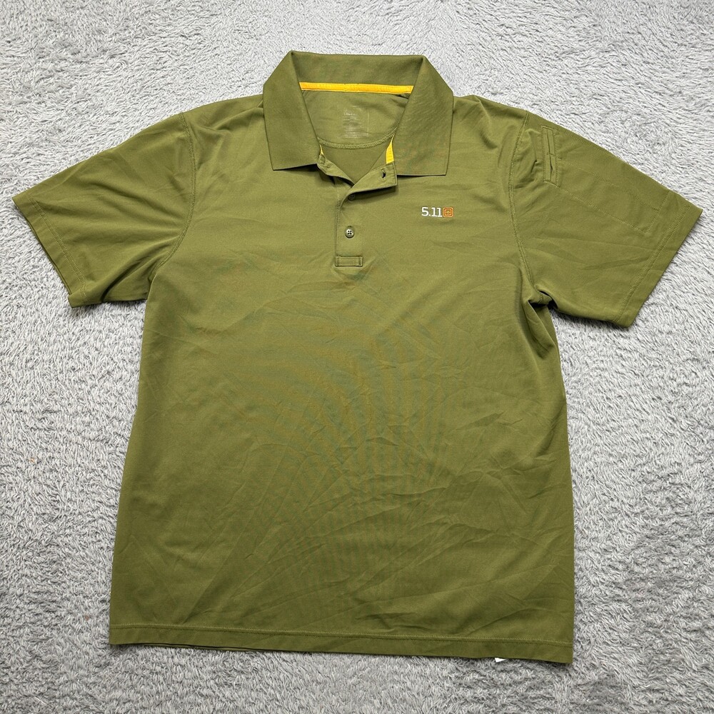 5.11 Tactical Series Polo Mens L Green Short Sleeve Logo Performance